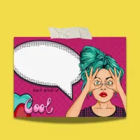 Comic Girl Pop Art Speech Bubble Pink Personalized Post-it Notes