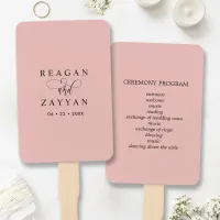 Soft Coral Pink Minimalist Wedding Program Hand Fan