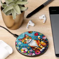 Colorful Cat and Butterfly   Wireless Charger