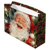 A Sweet Old-Fashioned Santa | Vintage Christmas Large Gift Bag