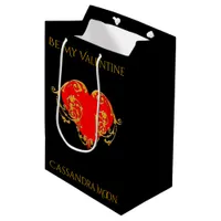 Bold Romantic Valentine Red Goth Heart  Medium Gift Bag