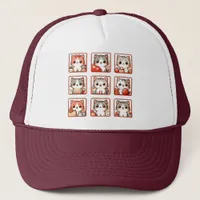 Nine Feline Emotions Trucker Hat
