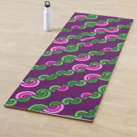 Abstract purple green flowers pattern yoga mat