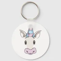 Unicorn Face Button Keychain