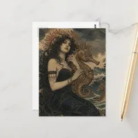 Mermaid and Steampunk Seahorses Postcard