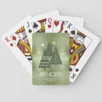 Christmas Trees and Snowflakes Green ID863 Poker Cards