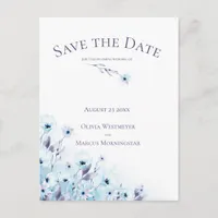 Save the Date Pale Blue Anemone Garden Postcard