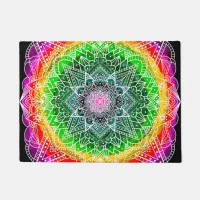 Color Burst Rainbow Prism Mandala   Doormat