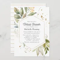 Serenity Greenery Geometric Virtual Baby Shower Invitation