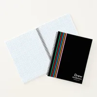 Color Stripe Boy’s Custom Name Kids School Journal