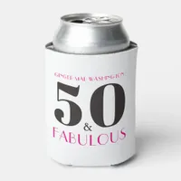 Personalized 50 and Fabulous Birthday Party Supply Can Cooler