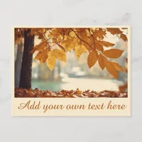 Autumn Fall Leaves Text Template  Postcard