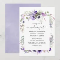 Dusty Violet Watercolor Floral Wedding Invitation