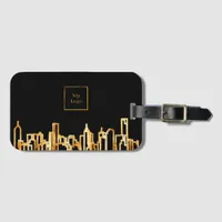 Logo black gold city skyline business real estate luggage tag