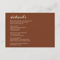 Terracotta Rustic Burnt Orange Modern Wedding Enclosure Card