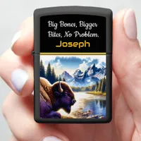 Majestic Buffalo by a Serene Mountain River Zippo Lighter