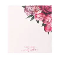 Cute Chic Pink Peony Bold Elegant Floral Notepad