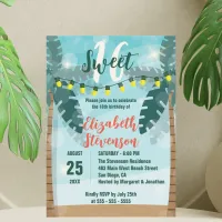 Tropical Palm Trees Lights Sweet 16 Birthday Invitation