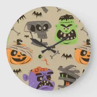 Halloween Vintage Pattern Large Clock