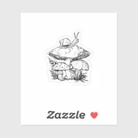 Cottagecore Goblincore Mushroom Snail Sticker