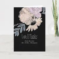 Modern Watercolor Flowers Wedding Photo Thank You  Card