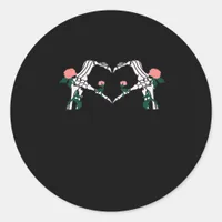 Never Wilts Skeleton Hands Roses Artistic Design Classic Round Sticker