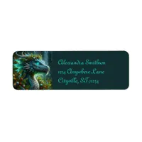 Magical Turquoise Christmas Dragon Label