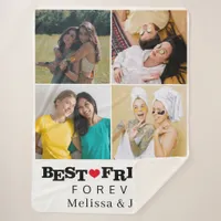 best friends forever cute 4 photos collage sherpa blanket