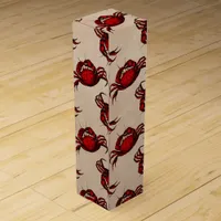 Bold Red Crab Pattern on Beige Wine Box