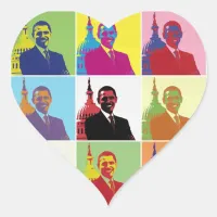 President Obama Pop Art Heart Sticker