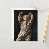 Cute Sleepy Ginger Kitty in PJs Postcard