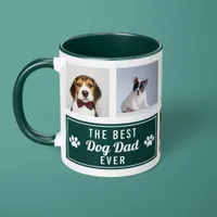 The Best Dog Dad Ever Green Pet Collage Photo Mug