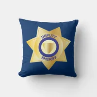 Deputy Sheriff Gold Star Badge Throw Pillow