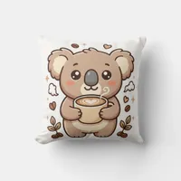 Cute Koala Coffee Throw Pillow