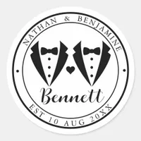 Modern Gay Marriage Wedding Classic Round Sticker