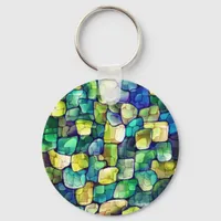 Contemporary Green Pattern Keychain