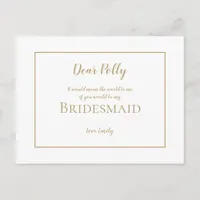 Elegant Simple Gold Typography /Bridesmaid Request Postcard