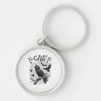 Funny Vintage Crow F-Caw-F Keychain