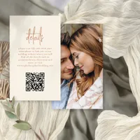 Photo Script QR Terracotta Cream Wedding Details  Enclosure Card