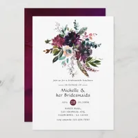Bordo Violet Plum Floral Bridesmaids Luncheon Invitation