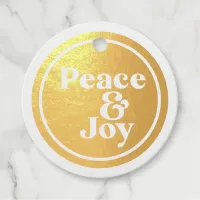 Peace & Joy Contemporary Type Circle Foil Favor Tags