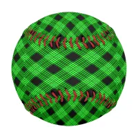 Gingham Check Green and Black Pattern Baseball