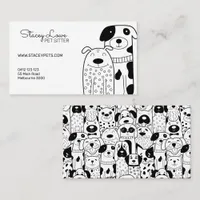 Black And White Cute Dogs Pet Sitter | Dog Walker  Business Card