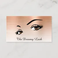 *~* Lashes Brows Extensions QR Rose Gold Glitter Business Card