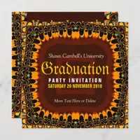 Golden Lace Graduation Invitation