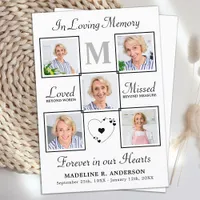 Elegant Memorial 5 Photo Funeral Prayer Card