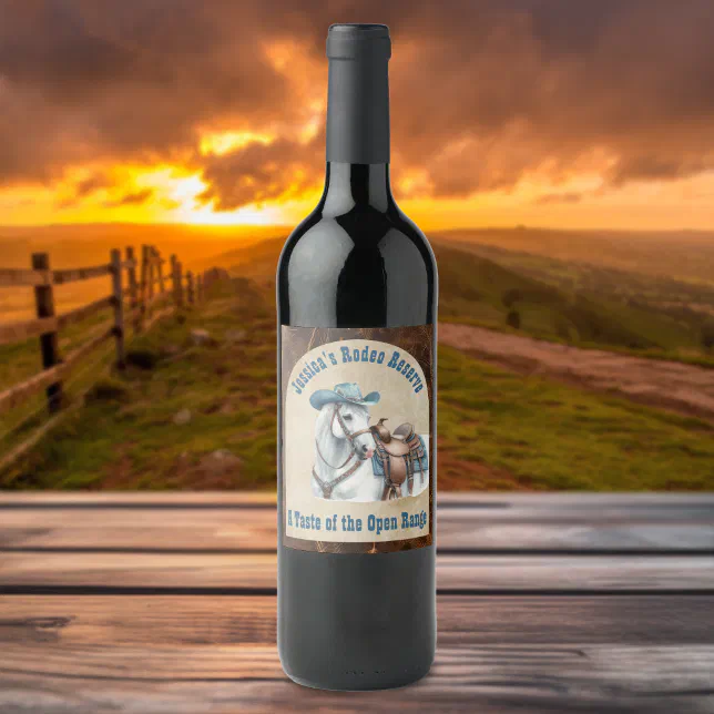 Wild West Cowboy Wine Label