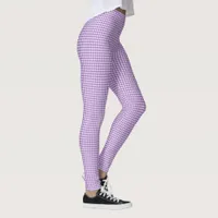 Cute Purple and White Gingham Pattern Leggings