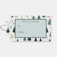 Simple Green and White Christmas Tree  Gift Tags