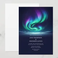 Northern Lights Aurora Borealis Winter Wedding Invitation